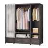 Armario Sencillo Hogar Dormitorio Armario de Tela Habitación de Alquiler Estructura de Acero Cajones Dormitorio Estudiantil Almacenamiento de Ropa a Prueba de Polvo