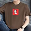 T-shirt de algodão puro homens manga curta verão fino pescoço redondo superior roupas da moda marca estampada algodão camiseta solta moda meia-manga