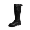 Botas de moda estilo británico de 3.5 cm hasta la rodilla, nuevo modelo otoño e invierno 2026, punta redonda, tacón grueso, botas de montar de tubo alto para mujer