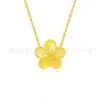 Colar de Ouro 999 Ouro Puro Pingente com Contas da Sorte Flor de Pessegueiro Ouro Duro 3D Acessório Flor de Cerejeira Joia Design de Nicho