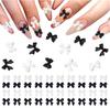 Accesorios de uñas de resina con lazo, populares en línea, con decoraciones japonesas sencillas en blanco y negro para uñas esmeriladas.