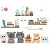 Nuevo MG9143 gatito lindo de dibujos animados en maceta libros plantas verdes dormitorio porche decoración del hogar pegatinas de pared autoadhesivas