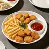 Prato redondo para dumplings com prato para vinagre, prato para molho de mergulhar dumplings, prato dividido, travessa de lanche para batatas fritas, prato com recortes para frutas, prato para marinada