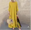 Aliexpress Amazon Popular Otoño Europeo y Americano Retro Floral Cuello Redondo Botón de Contraste Puntadas Mangas Tres Cuartos