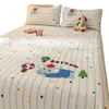 Toalla 100% algodón, colcha acolchada bordada, sábana de cama 100% algodón puro de una sola pieza, juego de tres piezas protector de cama tatami, apto para todas las estaciones