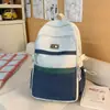 Mochila Escolar Estilo Coreano com Design Color-Blocking Único, Mochila da Moda com Alto Apelo Estético, Sensação Relaxada, Leve, Mochila de Viagem de Grande Capacidade