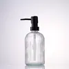 Botella de Lavado de Manos de Rayas Verticales de Alta Calidad, Vidrio Espeso, Botella Dispensadora Multifuncional para Loción y Gel de Ducha, Botella de Vidrio Resistente a la Humedad y al Calor
