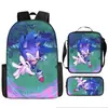 Mochila transfronteriza con estampado de dibujos animados para niños y niñas en jardines de infancia alrededor de Sonic