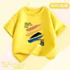 2026 Nueva Ropa de Verano Versátil y de Moda para Niños Niños, Camiseta Sencilla de Manga Corta de Algodón Holgada Ropa de Verano