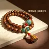 Popular Madera de Melocotón Vieja de Taishan Pulsera de Loto de Doble Círculo de Buena Suerte de 8 mm para Hombres y Mujeres, Pulsera de Cuentas Artesanal Cultural, Suministro para Transmisión en Vivo