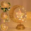 Lámpara de Luna y Estrella de Arte de Hierro Modelo Nuevo Transfronteriza, Lámpara Decorativa de Ambiente Giratoria, Lámpara de Mesa, Adorno y Luz Decorativa