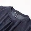 Vestido de Crepé de Seda con Cuello Redondo y Mangas Anchas para Mujer Verano Nuevo Estilo Cintura Adelgazante Vestido Chaleco con Estampado de Mezclilla Azul