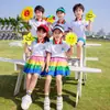 Uniformes Escolares Primários, Conjuntos de Manga Curta de Verão, 61 Uniformes da Turma de Cheerleading, Uniformes de Jardim de Infância, Uniformes de Performance de Coro Estilo Chinês
