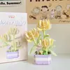 Suculento Ramo de Rosas en Maceta, Planta de Flores Eternas, Juguete Educativo de Ensamblaje, Regalo de Cumpleaños para Niña, Bloques de Construcción al por Mayor