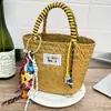 Bolso de Mano Estilo Nuevo 2026 Transfronterizo, Bolso Tejido de Paja, Bolso Cesta, Bolso Tejido a Mano para Vacaciones en la Playa para Mujer