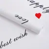 Papel para envolver ramos de flores, papel de regalo, materiales florales para manualidades, texto en inglés con forma de corazón, papel de regalo para fiestas