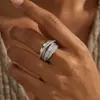 Anillo elegante y lujoso de estilo francés con múltiples capas de circonita brillante para el dedo índice, versátil para ir al trabajo, diseño de cruz vintage, exquisito anillo abierto