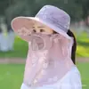 Chapéu de sol para rosto ao ar livre chapéu feminino Verão colheita de chá Proteção UV fino trabalho dobrável Chapéu de Sol chapéu de sol