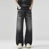 Ropa para Hombre Fengshe / Jeans para hombre con patrón de rayo desgastado de la alta calle americana, marca de moda, pantalones de pierna recta cleanfit ligeramente acampanados