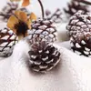 Adornos de Navidad con Bordes Blancos, Piñas Naturales Reales, Colgantes para Árbol de Navidad, Accesorios, Decoraciones de Navidad con Bordes Blancos y Piñas