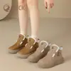 Zapatos Casuales de Caña Alta Gorilla para Mujer 2026 Nuevo Invierno Botines Cortos de Piel Versátiles con Forro de Felpa Zapatos Gruesos de Algodón para Mujer