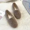 Sapatos Peludos para Roupas de Inverno Femininas Sapatilhas Quentes Forradas com Fleece Sapatos Slip-On de Lã de Cordeiro Sapatos Femininos de Tamanho Grande 41-43