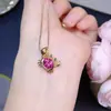 Anillo con Colgante de Plata de Ley S925 Incrustado de Topacio Rosa Natural Base Dorada Electrochapada Piedra 6*8mm