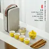 Porcelana Branca Portátil Tampa de Viagem Tigela Conjunto de Chá Kung Fu Conjunto de Ensino de Arte do Chá com Bandeja de Chá Porcelana de Jade Presente de Atividade logo