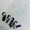 Pegatinas de Uñas Artísticas Nuevas Transfronterizas al por Mayor Dos Tonos Estampado en Caliente Plata Flores Caladas Trébol de Cuatro Hojas 3D Impermeables Parches para Uñas
