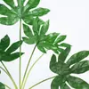 Plantas verdes artificiales: Palma Areca, Hoja de Monstera, Hoja de Anturio Rojo, Hoja de disco dorado en forma de estrella, Ramo de 7 piezas para decoración del hogar y arreglos florales