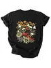Amazon eBay sitio independiente moda elegante versátil mujer nuevo calavera margarita floral manga corta camiseta