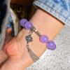 Pulsera de Cuarcita Transpirable Hielo Esmeralda Violeta de 12 mm Pulsera de Cristal Blanco Natural