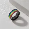 Los Anillos de Acero de Titanio Son Artículos de Venta Caliente Transfronterizos, los Anillos de Pareja Arcoíris Son Populares Anillos Coloridos Personalizados de Acero Inoxidable, Joyería Unisex
