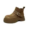 Botas Martin Estilo Británico Gamuza Suela Gruesa para Mujer 2026 Otoño Nuevas Llegadas Botines Ropa de Trabajo Correas con Hebilla Tacones Gruesos de Moda Botas de Moda