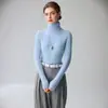 Suéter 100% caxemira pura para mulheres, gola alta, corte justo, quente, novo estilo outono e inverno 2026, base canelada