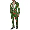 Exportação Europeia e Americana 2025 Novo Conjunto de Camisa de Manga Longa e Calça Casual Tendência Moda Natal Estampado 3D Masculino