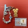 Llavero de tela con logo de empresa personalizado Cadena para teléfono móvil Angela Lámina de oro puro Oro 999 Regalo de aniversario