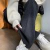 Pantalones Gruesos de Lana con Forro Polar para Mujer, Novedad Otoño e Invierno 2026 Cintura Alta Espiga Rectos Ajustados Traje Pantalones de Pierna Ancha