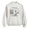 Moletom Gola Redonda com Estampa de Rapper e Costura Contrastante Primavera e Outono Masculino Streetwear Americano Pulôver Solto Roupa Esportiva