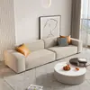 Sofá de tela técnica estilo italiano, diseño minimalista y moderno, color crema, apto para apartamentos pequeños, forma de bloque, disposición de líneas rectas, sofá estilo nórdico para el dormitorio