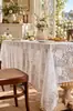 Mantel Rectangular de Encaje, Disponible en Stock, Diseño de Encaje Floral de Poliéster con Opciones de Flecos de Borlas o Borde Festoneado para Comedor, Boda, Fiesta y Decoración del Hogar, Suministro Directo de Fábrica