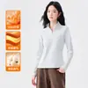 Moletom com zíper e gola semimalta plus size, blusa base grossa para mulheres, outono e inverno, tecido escovado, top camiseta de manga comprida que afina a silhueta, moderno