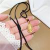 Boutique colgante grande cabeza de Buda oro tienda mismo estilo cadena clavícula oro arena Vietnam Buda collar cuerda negra mujer ajustable