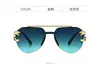 Nuevas Gafas de Sol con Cabeza de Leopardo para Mujer, Modernas Gafas de Sol Europeas y Americanas Transfronterizas para Hombre, Sin Montura, Corte de Borde, Una Pieza, Doble Puente, Espejo de Sapo