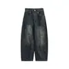 Roupas Vintage Outono 2025 Retro Americano Jeans Estampa de Leopardo Unissex Marca Tendência Artesanato Pesado Soltos Versáteis Calças Casuais