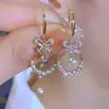 2025 Moda Nuevos Pendientes de Mariposa Haoshi Pendientes de Gancho para Oreja con Círculo Dorado Diseño de Mujer Exquisitos Accesorios de Diamante