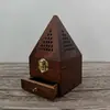 Vaso ornamento de sálvia meditação purificação caixa de madeira para queimar incensário recipiente para yoga prato para queimar incenso desmagnetizador cristal