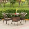 Silla de Ratán Juego de Tres Piezas Mesa de Té y Sillas para Balcón Combinación Cenador Mesa y Sillas de Exterior Patio Balcón Silla de Ocio Mesa y Sillas de Exterior