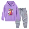 2023 Primavera y otoño nueva ropa infantil transfronteriza suéter con capucha para niños pantalones conjunto de dos piezas traje de manga larga de algodón para bebé