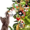 36 Peças de Enfeites de Gato de Madeira de Natal para Festas de Natal, Atmosfera de Árvore de Natal, Decoração de Local e Decorações Pendentes